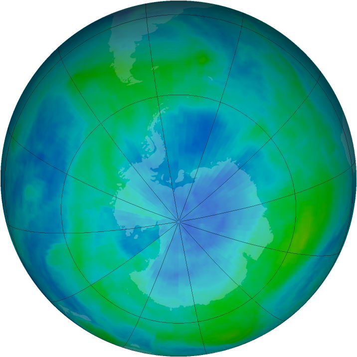 Antarctic ozone map for 12 March 1986